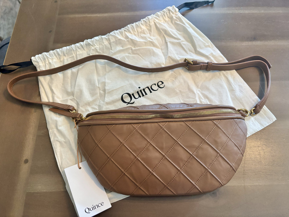 QUINCE Italian Leather Diamond Stitch Sling NWT